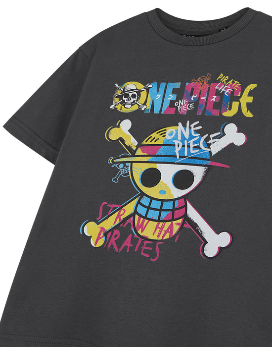 One Piece Pirate Life Boys Grey Short Sleeved T-Shirt