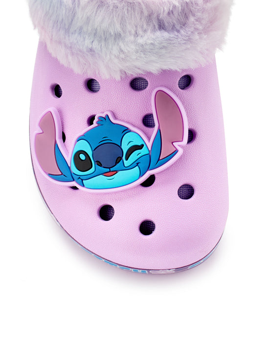 Disney Stitch Fur Lined Girls Purple Clogs