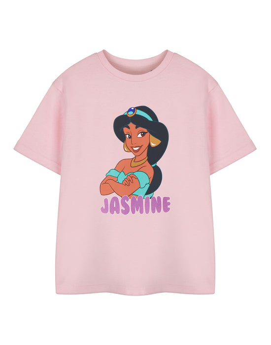 Disney Princess Jasmine Girls Pink Short Sleeved T-Shirt