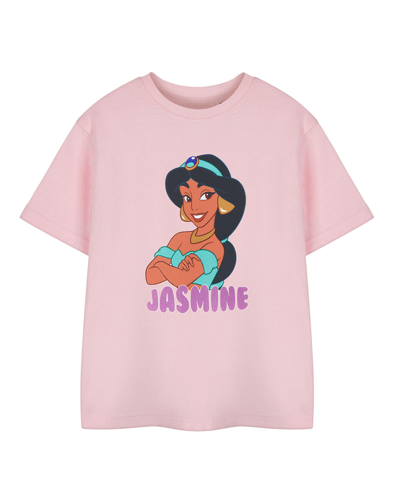 Disney Princess Jasmine Girls Pink Short Sleeved T-Shirt
