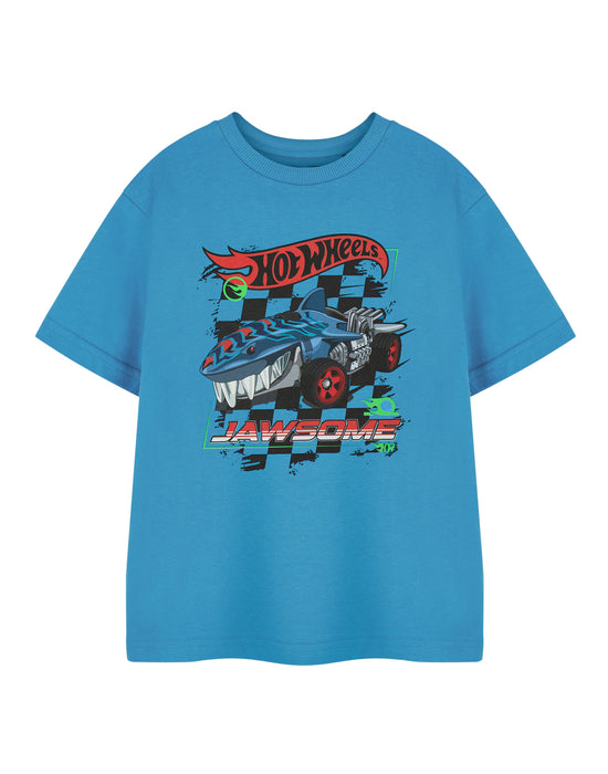 Hot Wheels Jawsome Boys Blue Short Sleeved T-Shirt — Vanilla