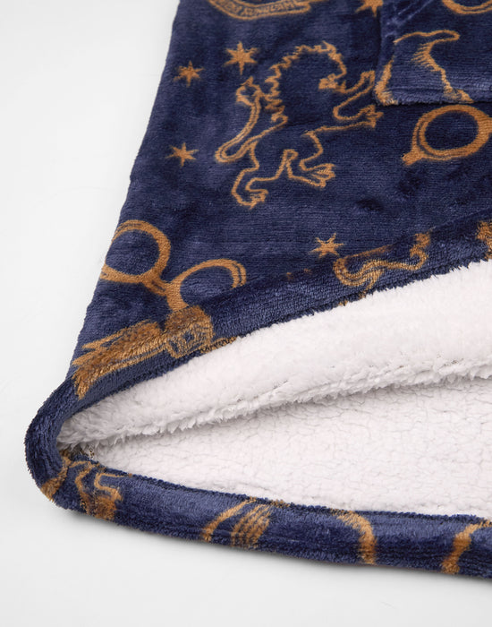 Harry Potter Embroided Logo Girls Blue Blanket Hoodie
