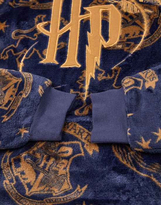 Harry Potter Embroided Logo Girls Blue Blanket Hoodie