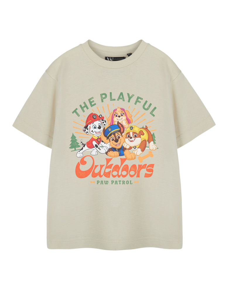 Paw Patrol Playful Outdoors Boys Beige Short Sleeved T-Shirt