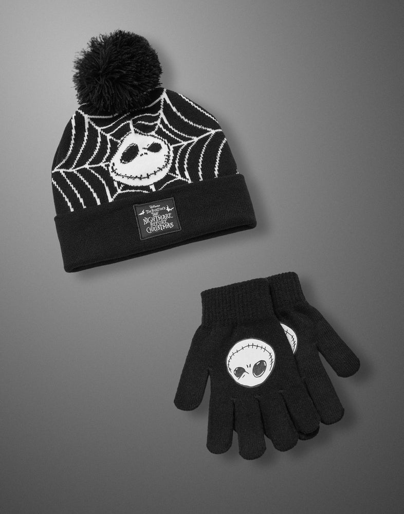 Disney The Nightmare Before Christmas Black Beanie Hat Gloves