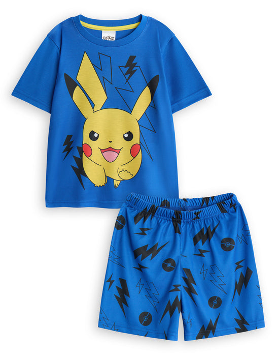 Pokemon Pikachu Boys Blue Short Sleeve Short Leg Pyjama Set