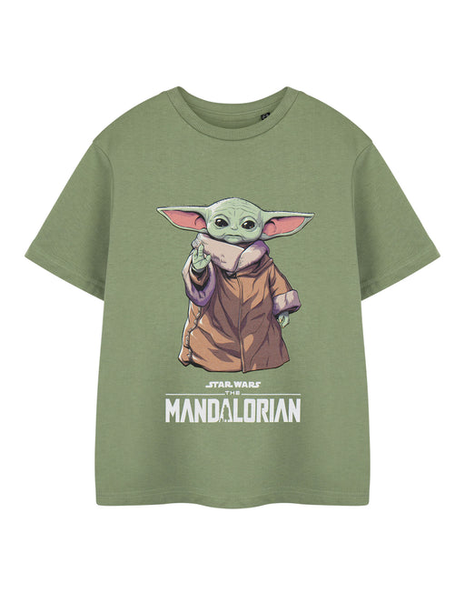 Star Wars The Mandalorian Grogu Boys Green Short Sleeved T-Shirt