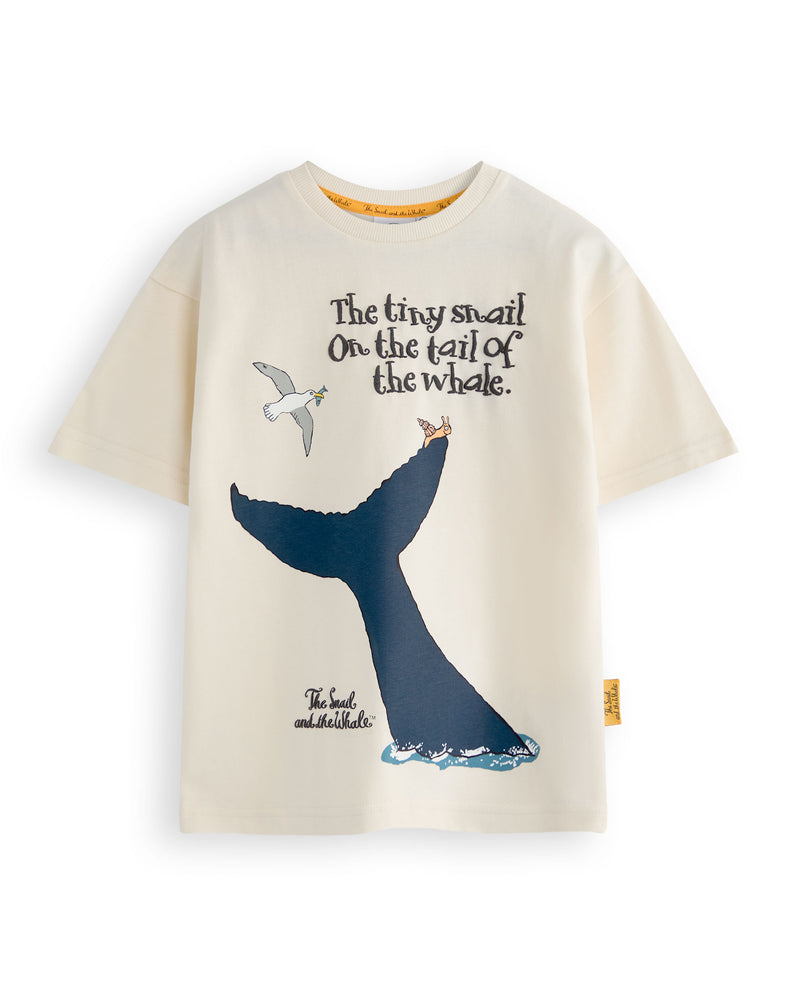 The Snail & The Whale Tail Of The Whale Unisex Kids Beige Short Sleeved T-Shirt