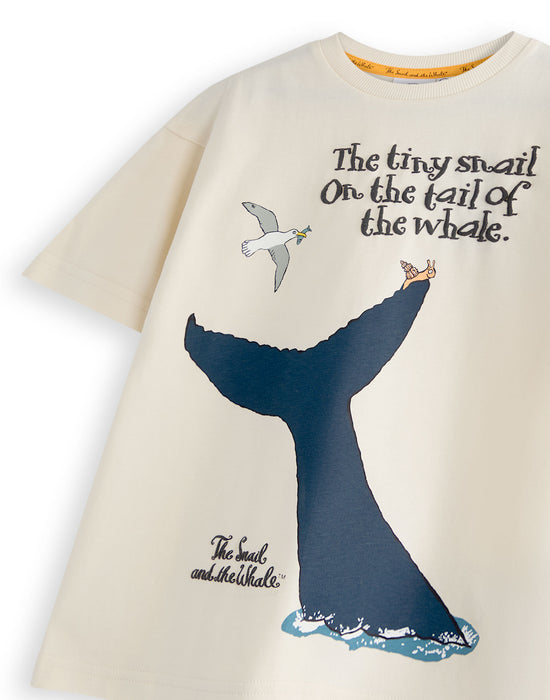 The Snail & The Whale Tail Of The Whale Unisex Kids Beige Short Sleeved T-Shirt