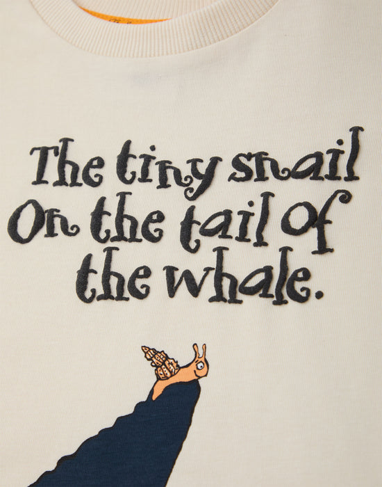 The Snail & The Whale Tail Of The Whale Unisex Kids Beige Short Sleeved T-Shirt