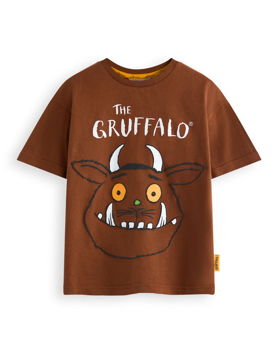 Gruffalo & Friends Big Face Unisex Kids Brown Short Sleeved T-Shirt