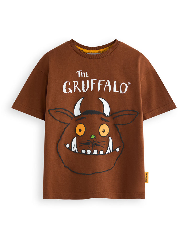 Gruffalo & Friends Big Face Unisex Kids Brown Short Sleeved T-Shirt