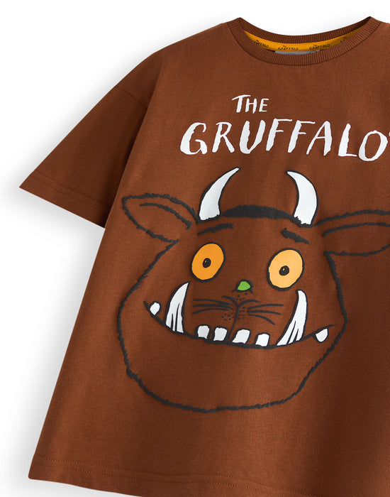 Gruffalo & Friends Big Face Unisex Kids Brown Short Sleeved T-Shirt