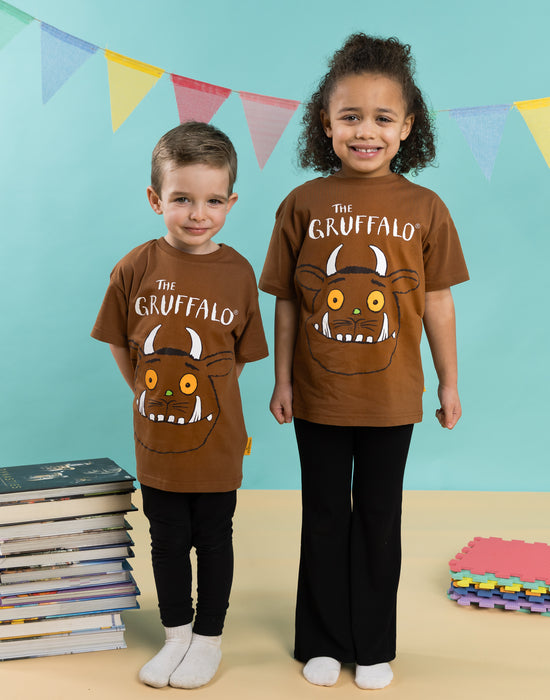 The Gruffalo Big Face Unisex Kids Brown Short Sleeved T-Shirt