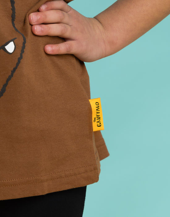 The Gruffalo Big Face Unisex Kids Brown Short Sleeved T-Shirt