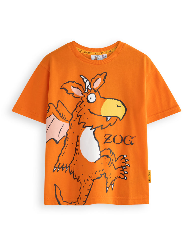 Zog Big Face Unisex Kids Orange Short Sleeved T-Shirt