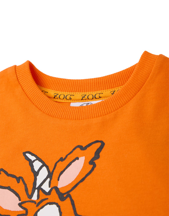 Zog Big Face Unisex Kids Orange Short Sleeved T-Shirt