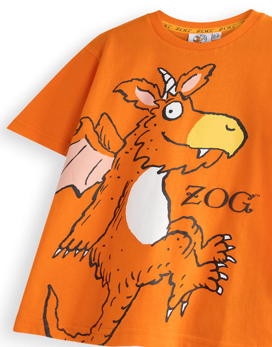 Zog Big Face Unisex Kids Orange Short Sleeved T-Shirt