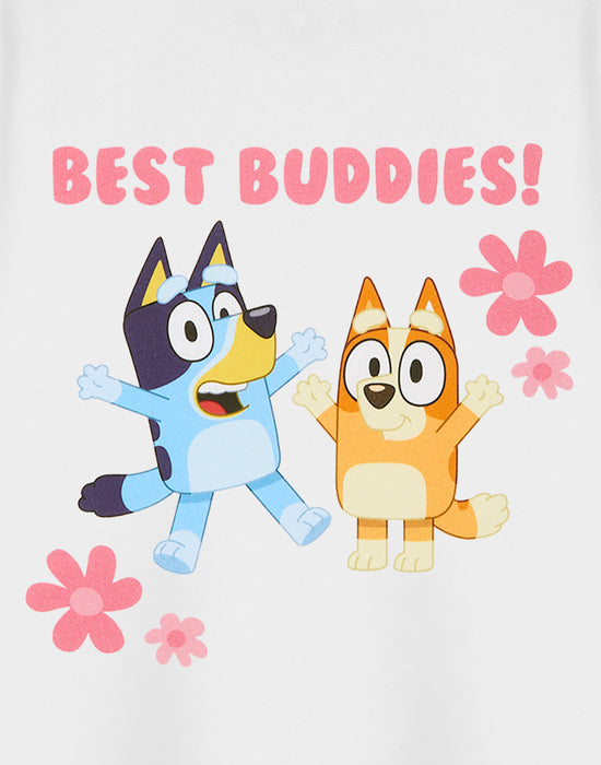 Bluey Best Buddies Girls White Short Sleeved T-Shirt
