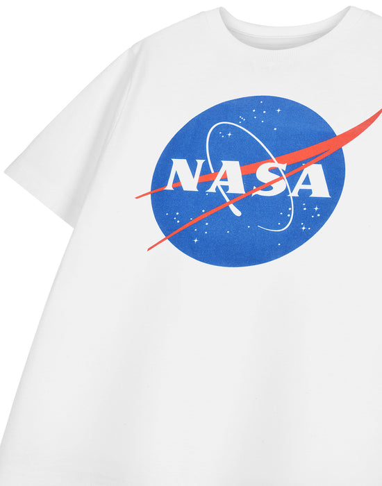 NASA Classic Logo Unisex Kids White Short Sleeved T-Shirt