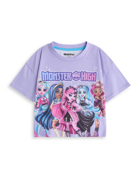 Monster High Character Group Girls Purple Short Sleeve Long Leg Pyjama Set