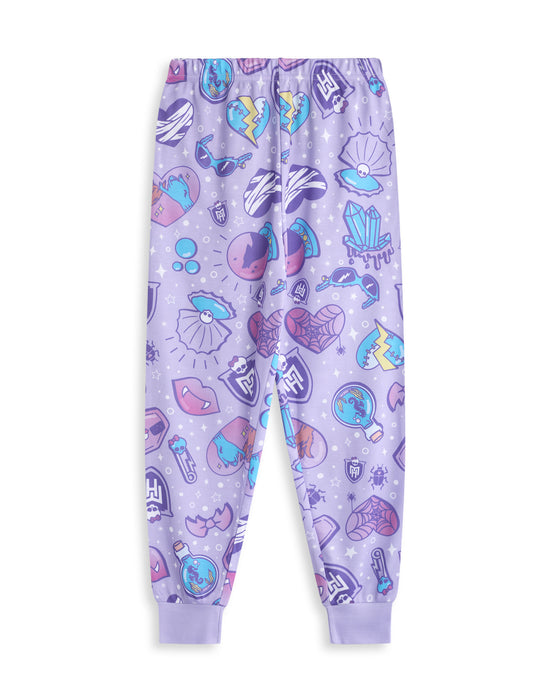 Monster High Character Group Girls Purple Short Sleeve Long Leg Pyjama Set