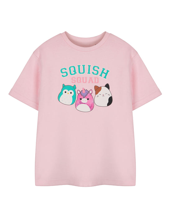 Squishmallows Squad Girls Pink Short Sleeved T-Shirt