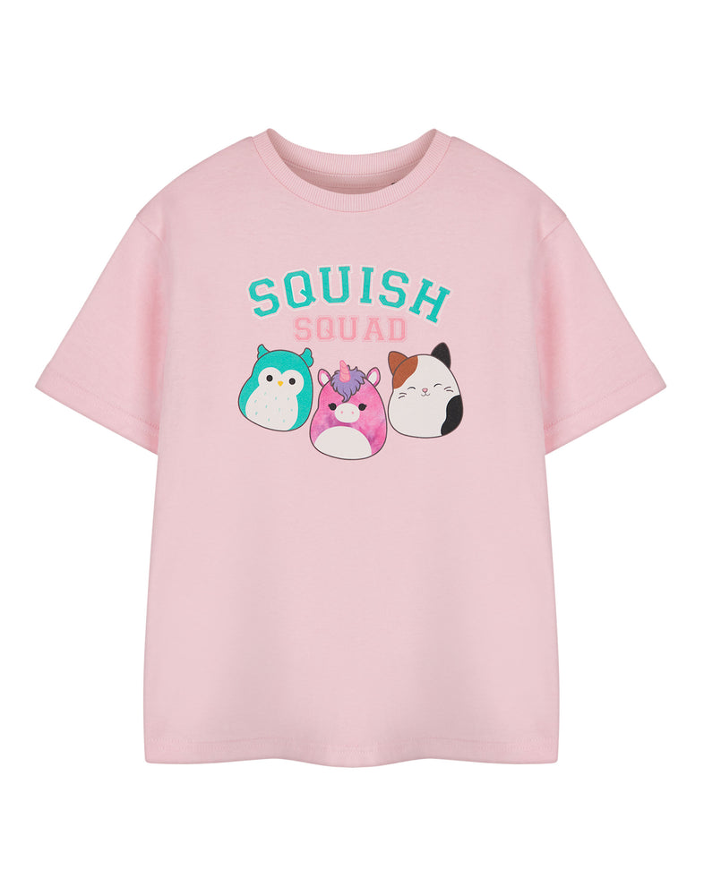 Squishmallows Squad Girls Pink Short Sleeved T-Shirt