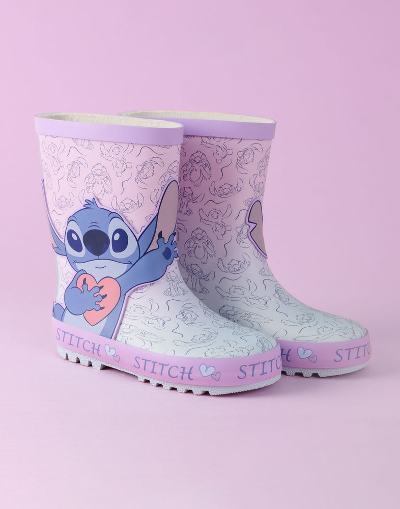 Disney Lilo & Stitch Character Girls Purple Wellington Boots without Handles