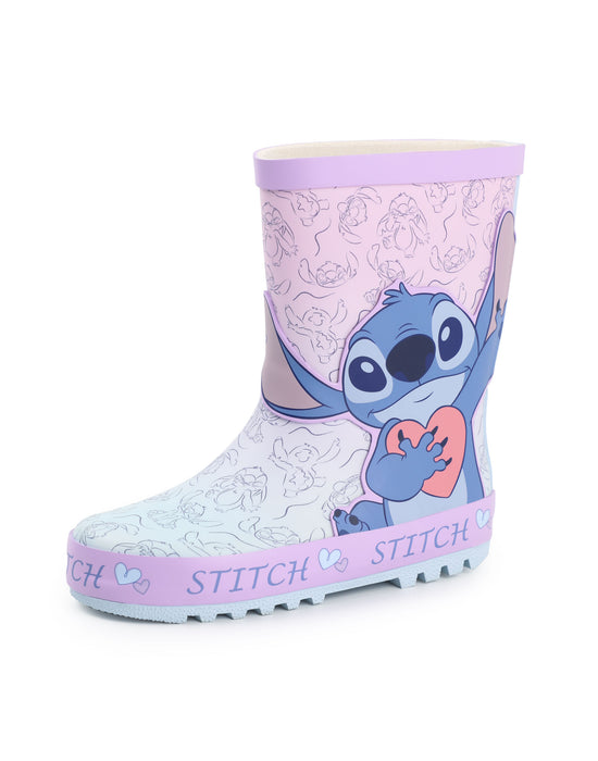 Disney Lilo & Stitch Character Girls Purple Wellington Boots without Handles