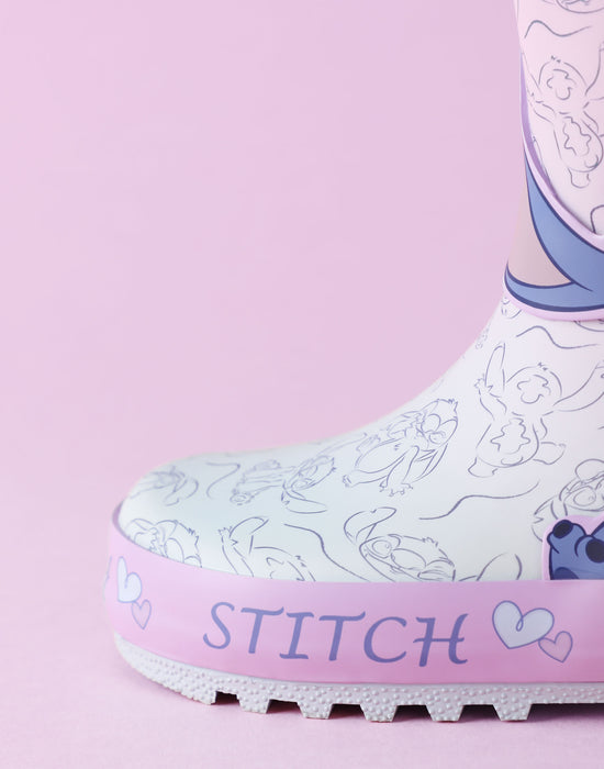Disney Lilo & Stitch Character Girls Purple Wellington Boots without Handles