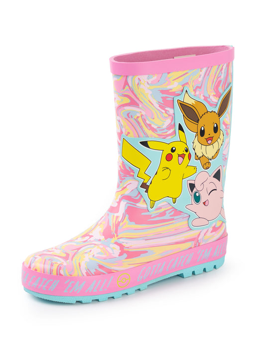 Pokemon Multi Character Girls Multicoloured Wellington Boots without Handles