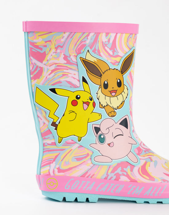 Pokemon Multi Character Girls Multicoloured Wellington Boots without Handles