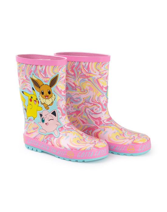 Pokemon Multi Character Girls Multicoloured Wellington Boots without Handles