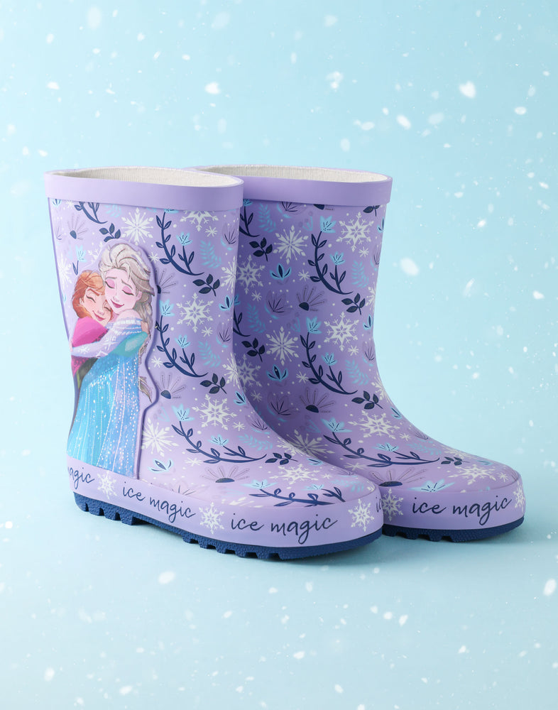 Disney Frozen Elsa & Anna Girls Purple Wellington Boots without Handles