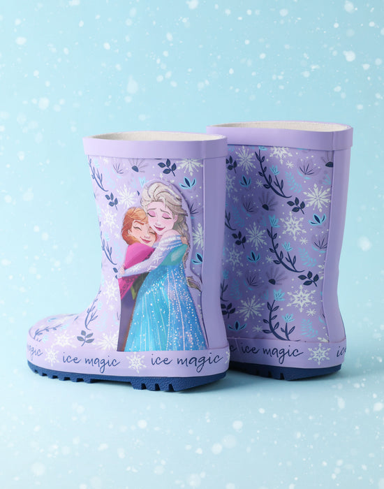 Disney Frozen Elsa & Anna Girls Purple Wellington Boots without Handles