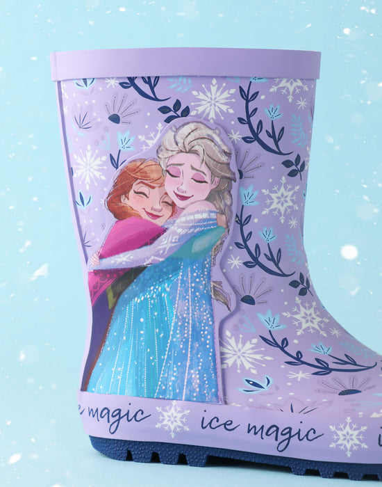 Disney Frozen Elsa & Anna Girls Purple Wellington Boots without Handles