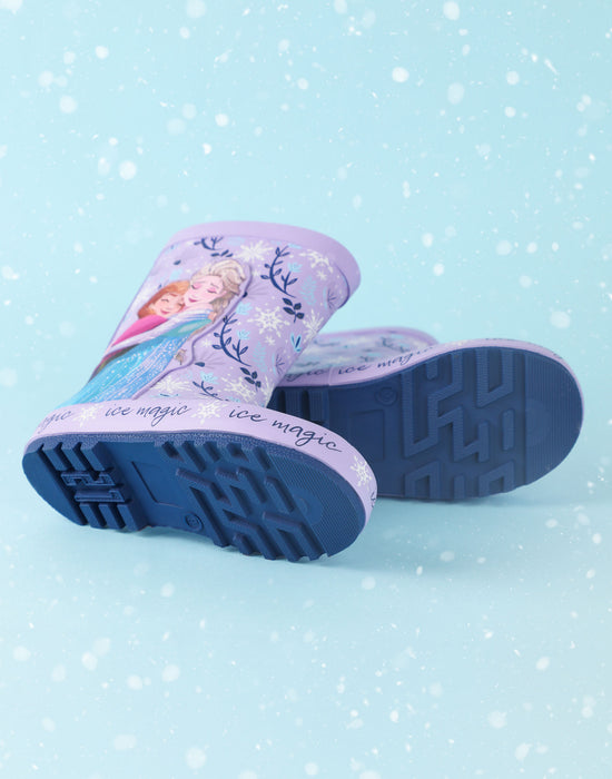 Disney Frozen Elsa & Anna Girls Purple Wellington Boots without Handles
