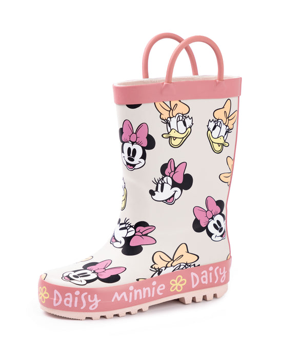 Disney Minnie And Daisy Girls Pink Wellington Boots with Handles
