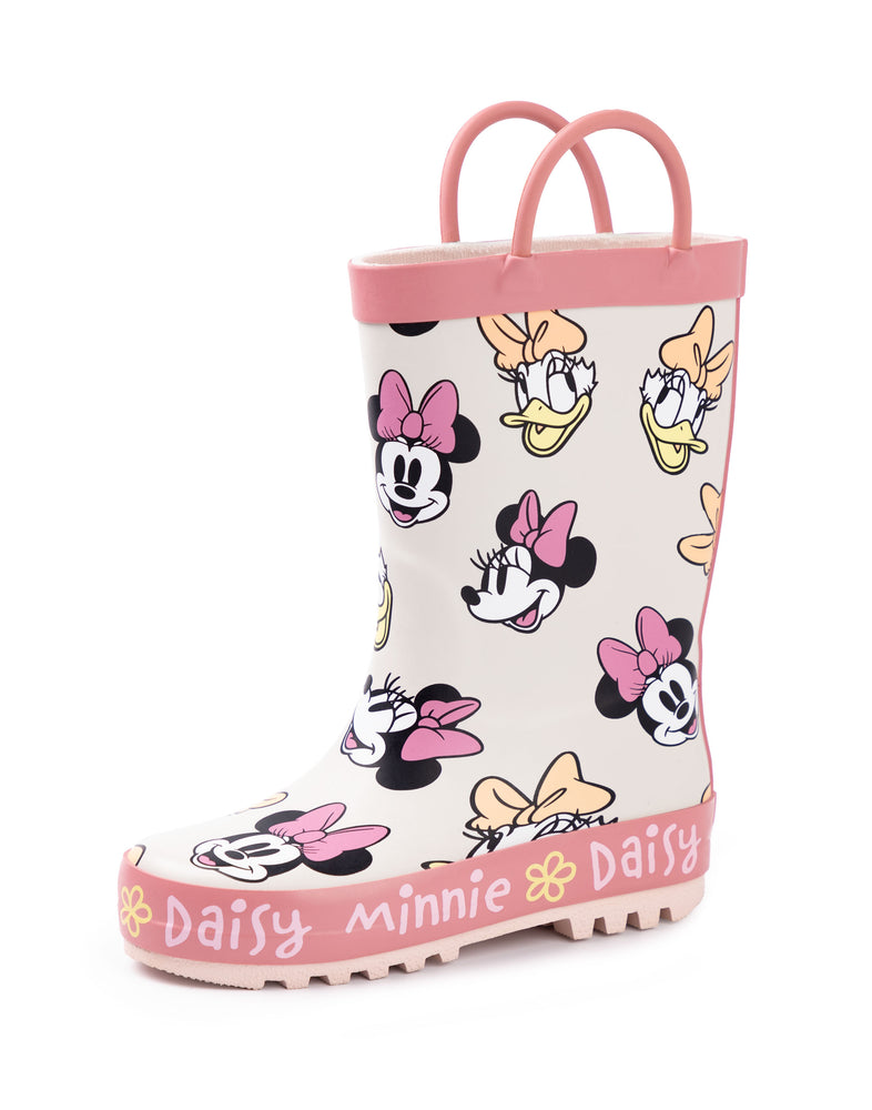 Disney Minnie And Daisy Girls Pink Wellington Boots with Handles