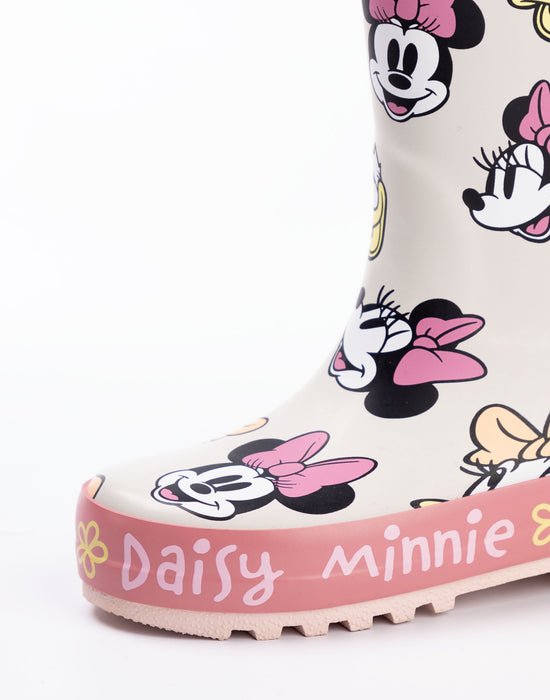 Disney Minnie And Daisy Girls Pink Wellington Boots with Handles