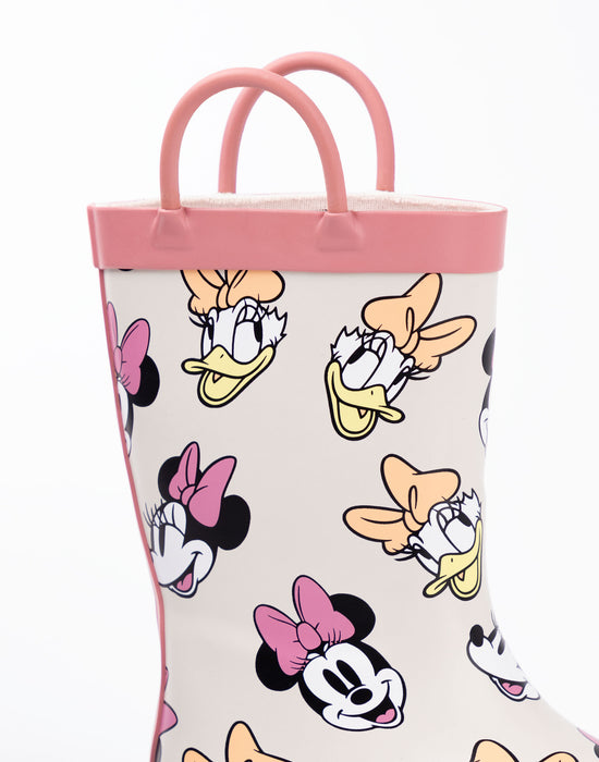 Disney Minnie And Daisy Girls Pink Wellington Boots with Handles