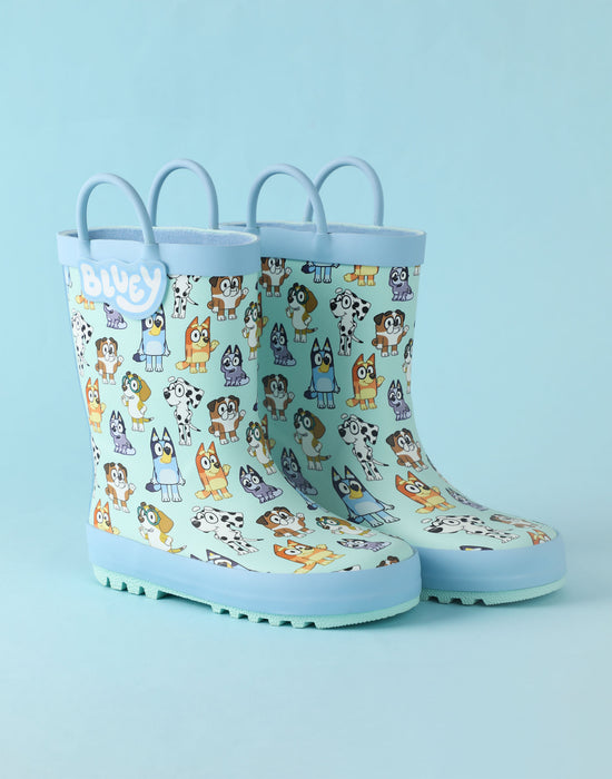 Bluey Unisex Kids Blue Wellington Boots with Handles — Vanilla