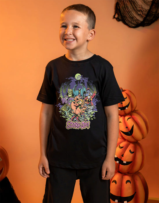 Scooby Doo Scooby Halloween Unisex Kids Black Short Sleeved T-Shirt