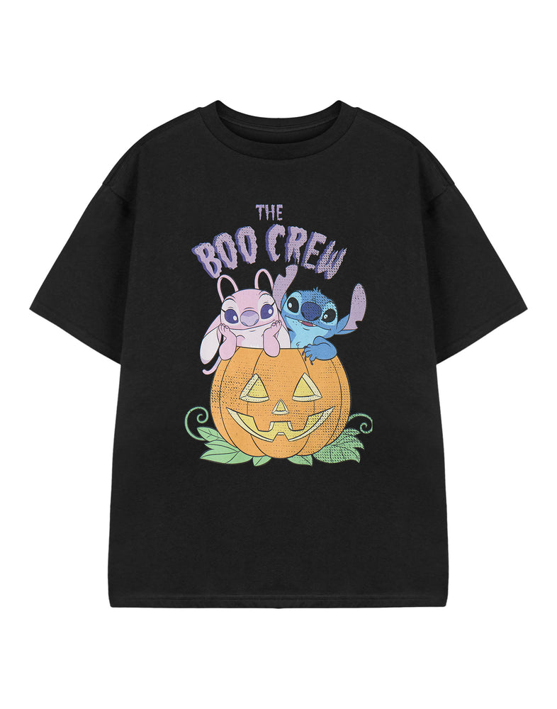Disney Lilo & Stitch BOO Crew Girls Black Short Sleeved T-Shirt