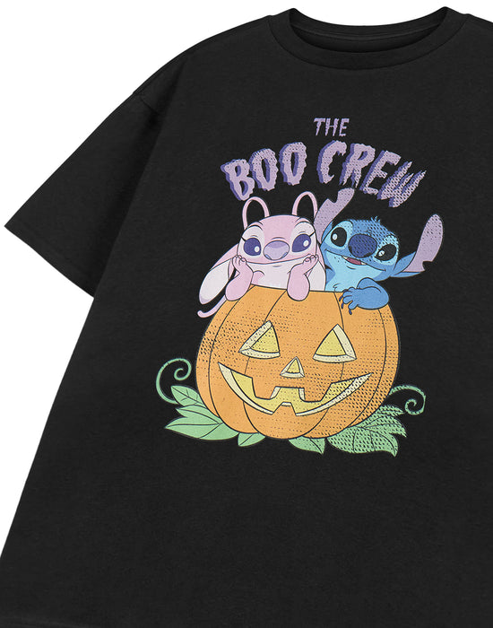 Disney Lilo & Stitch BOO Crew Girls Black Short Sleeved T-Shirt