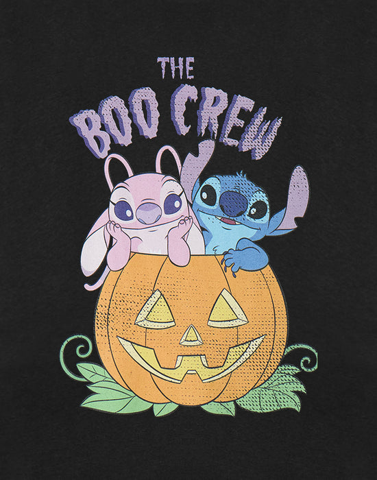 Disney Lilo & Stitch BOO Crew Girls Black Short Sleeved T-Shirt