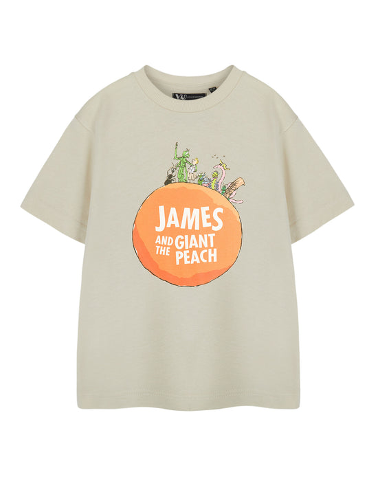 Roald Dahl James and The Giant Peach Unisex Kids Beige Short Sleeved T-Shirt