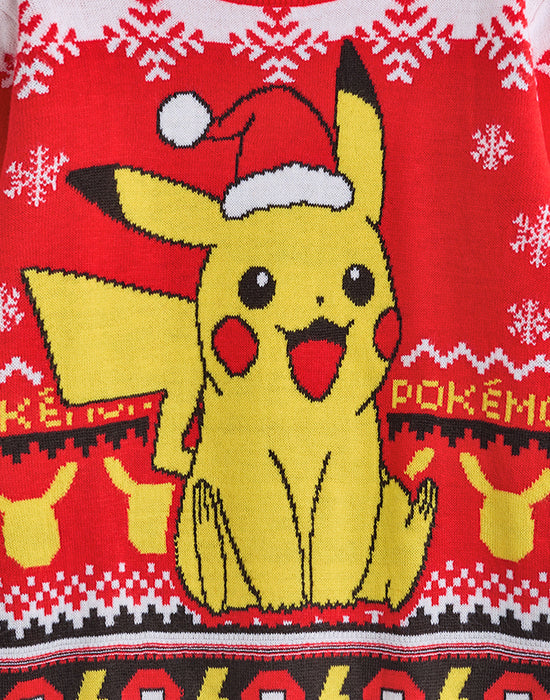 Pokemon Pikachu Boys Red Christmas Jumper