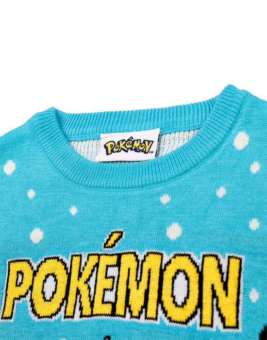 Pokemon Pikachu Boys Blue Christmas Jumper